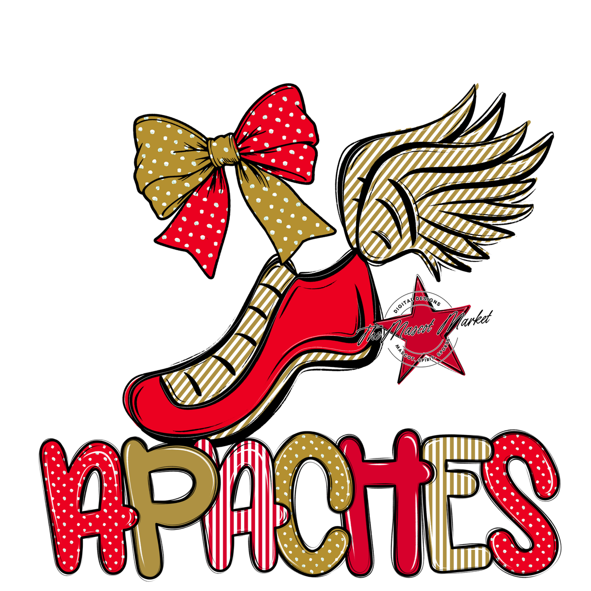 Apaches Track Spirit Design-Red & Gold