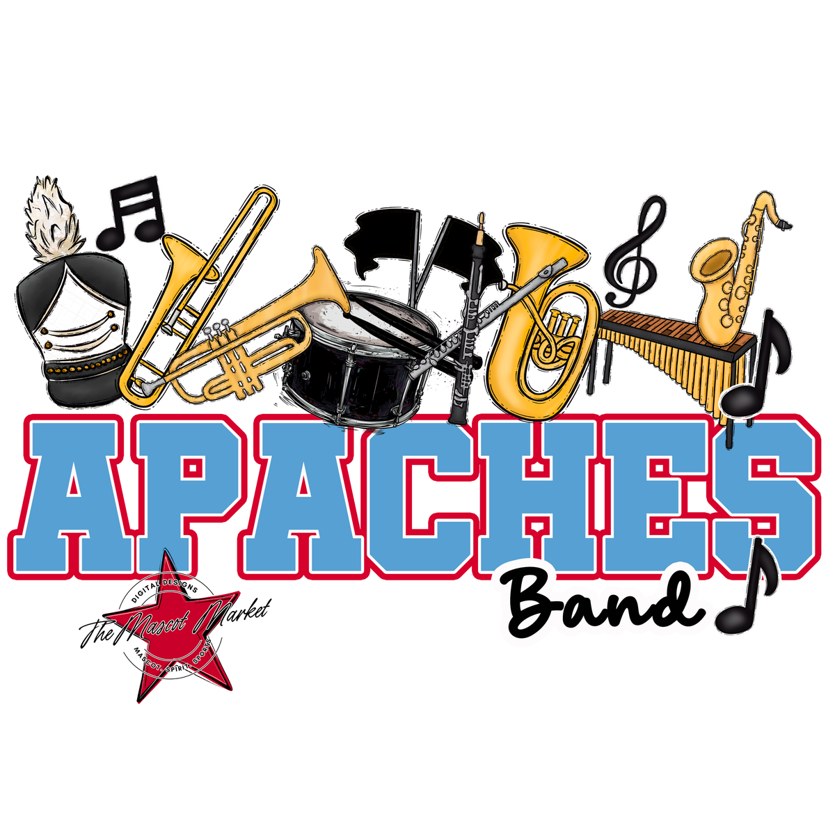 Apaches Varsity Band-Carolina Blue & Red