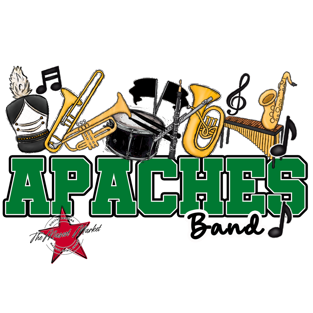 Apaches Varsity Band-Kelly Green