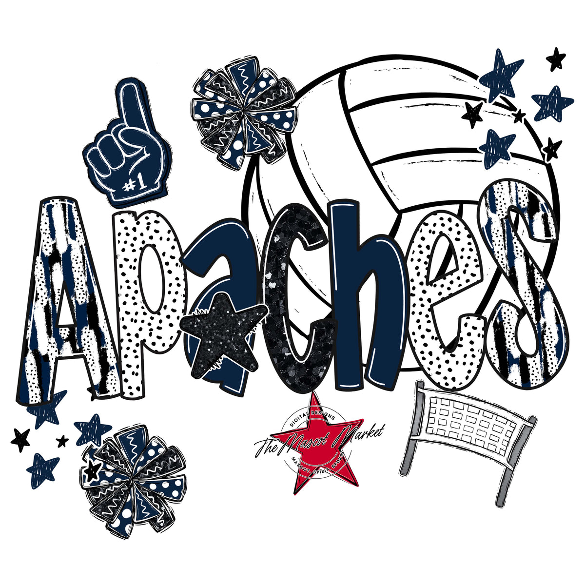 Apaches Volleyball Scrape-Navy
