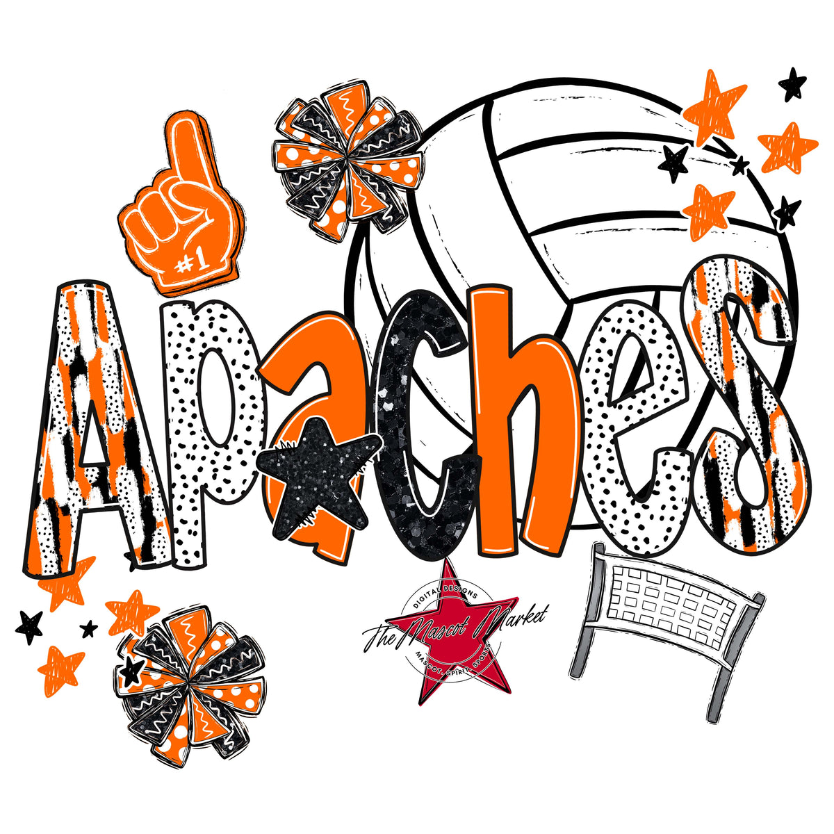 Apaches Volleyball Scrape-Orange