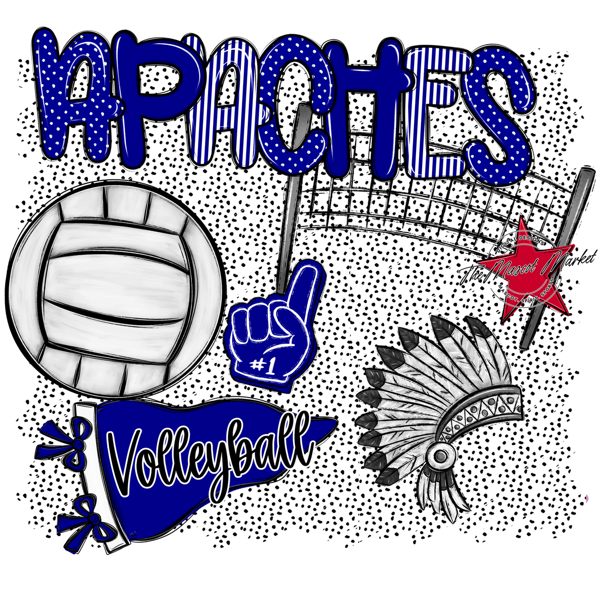 Apaches Volleyball Spirit-Blue