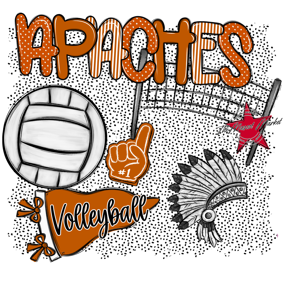 Apaches Volleyball Spirit-Burnt Orange