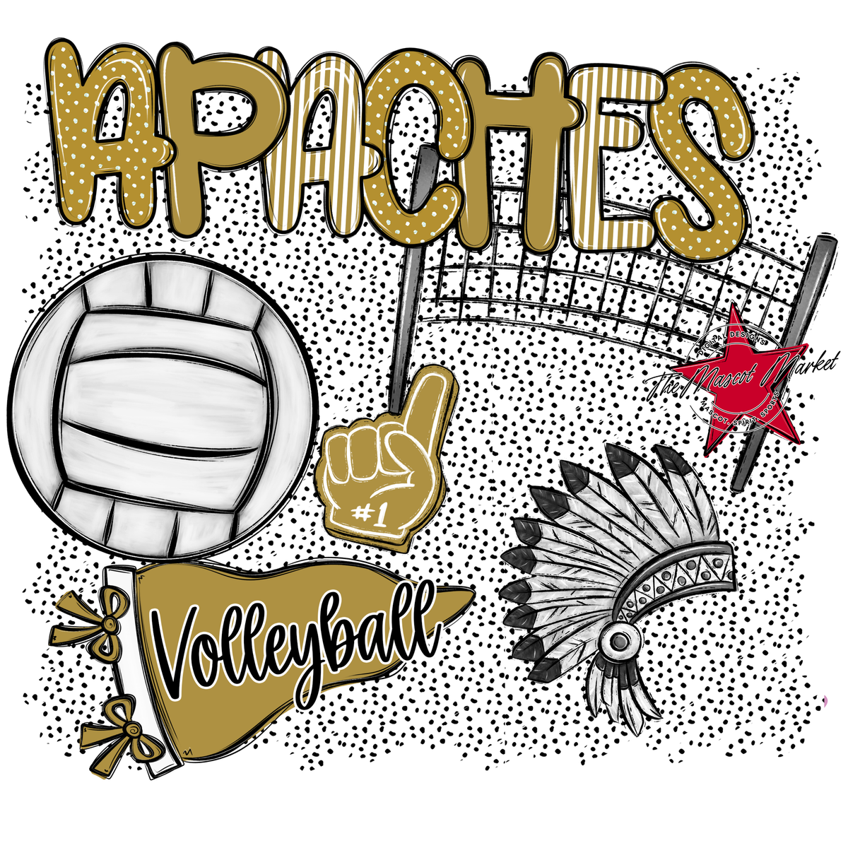 Apaches Volleyball Spirit-Gold