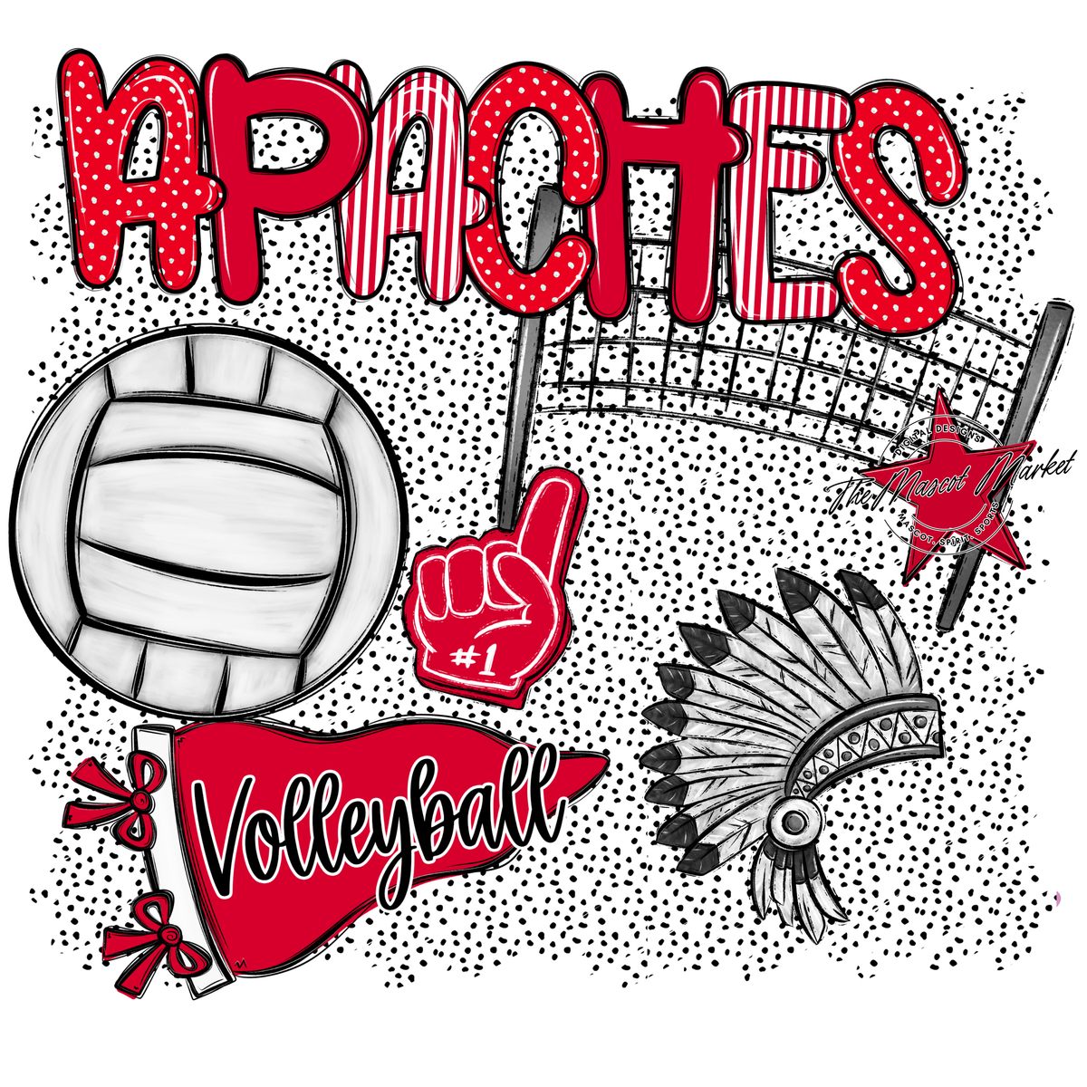 Apaches Volleyball Spirit-Red