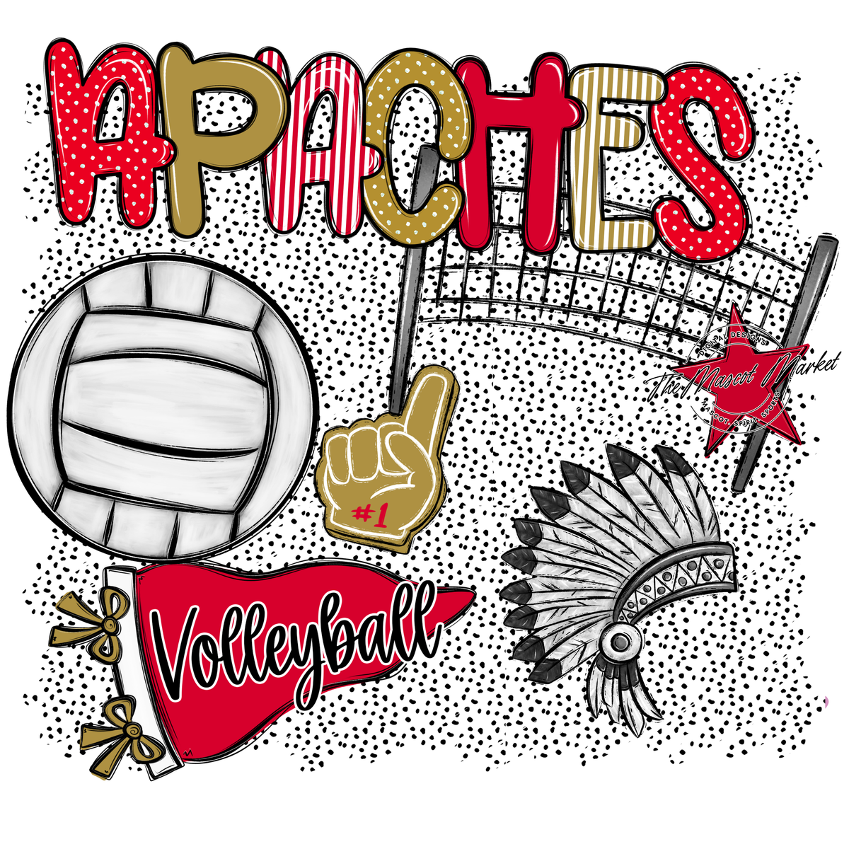 Apaches Volleyball Spirit-Red & Gold