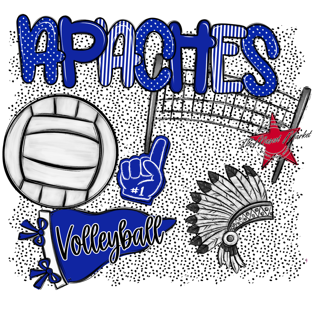 Apaches Volleyball Spirit-Royal Blue
