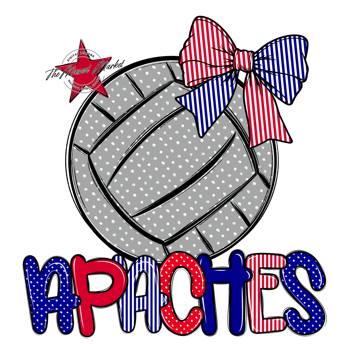 Apaches Volleyball Spirit Design-Blue & Red