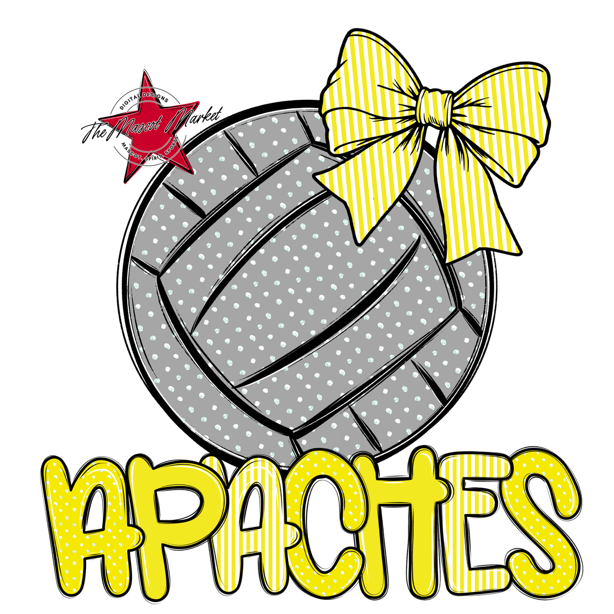 Apaches Volleyball Spirit Design-Bright Yellow
