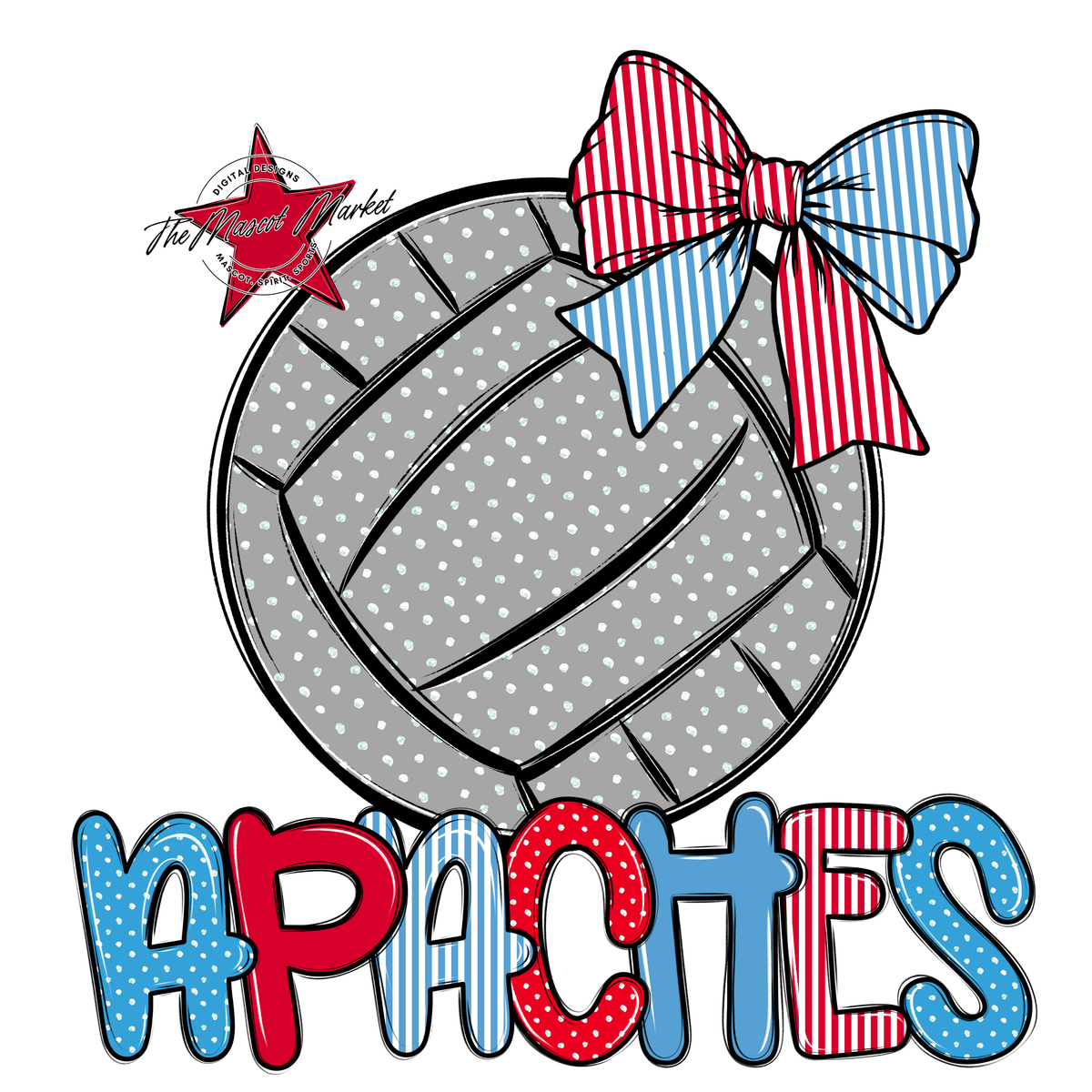 Apaches Volleyball Spirit Design-Carolina Blue & Red