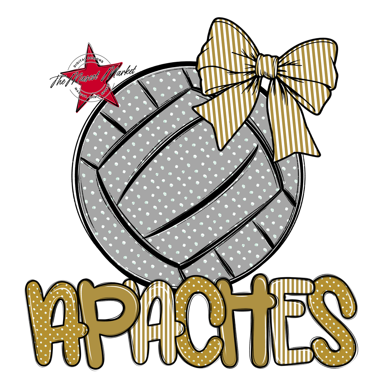 Apaches Volleyball Spirit Design-Gold