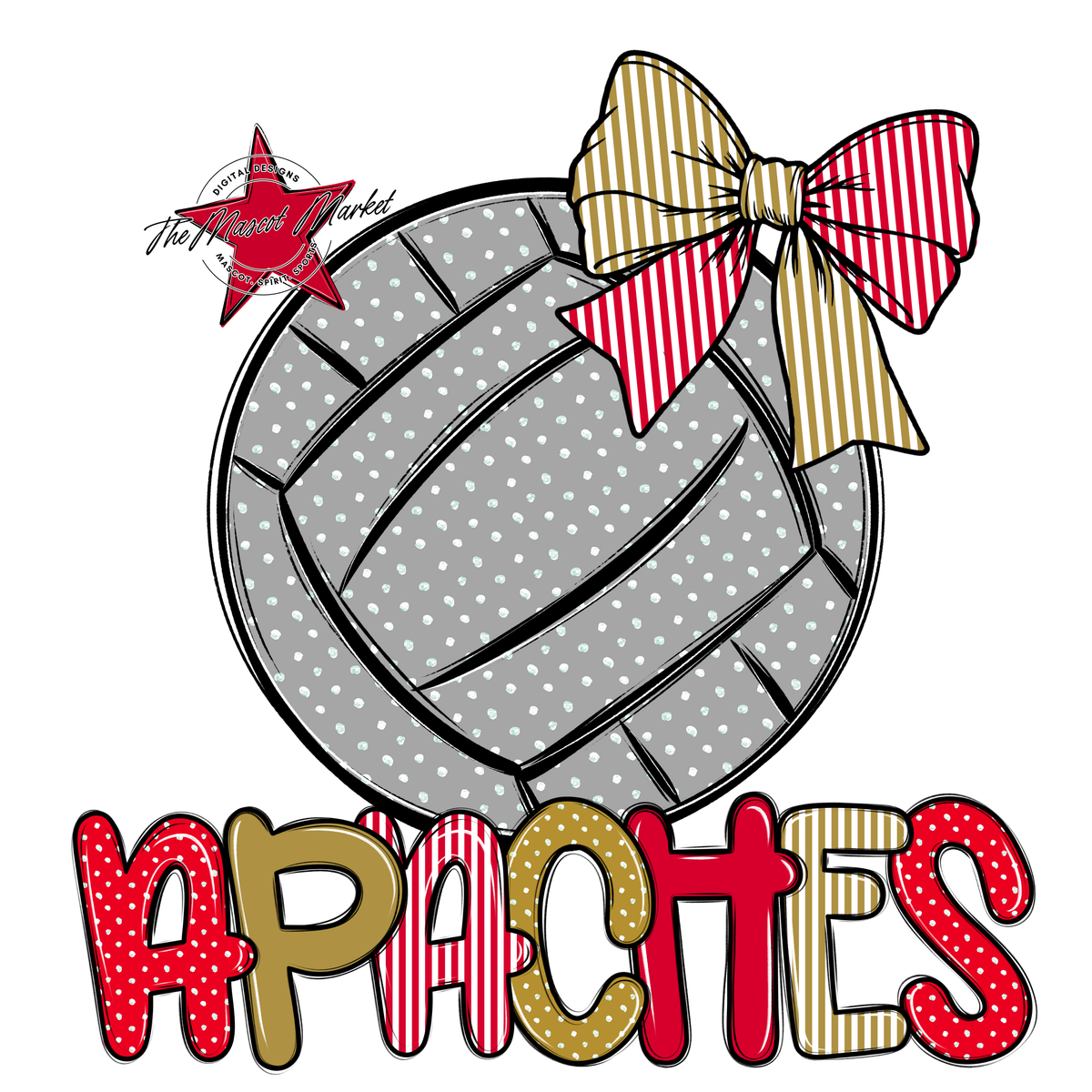 Apaches Volleyball Spirit Design-Red & Gold