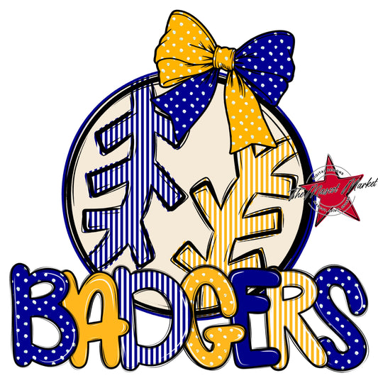 Badgers Baseball-Softball Spirit Design-Blue & Yellow