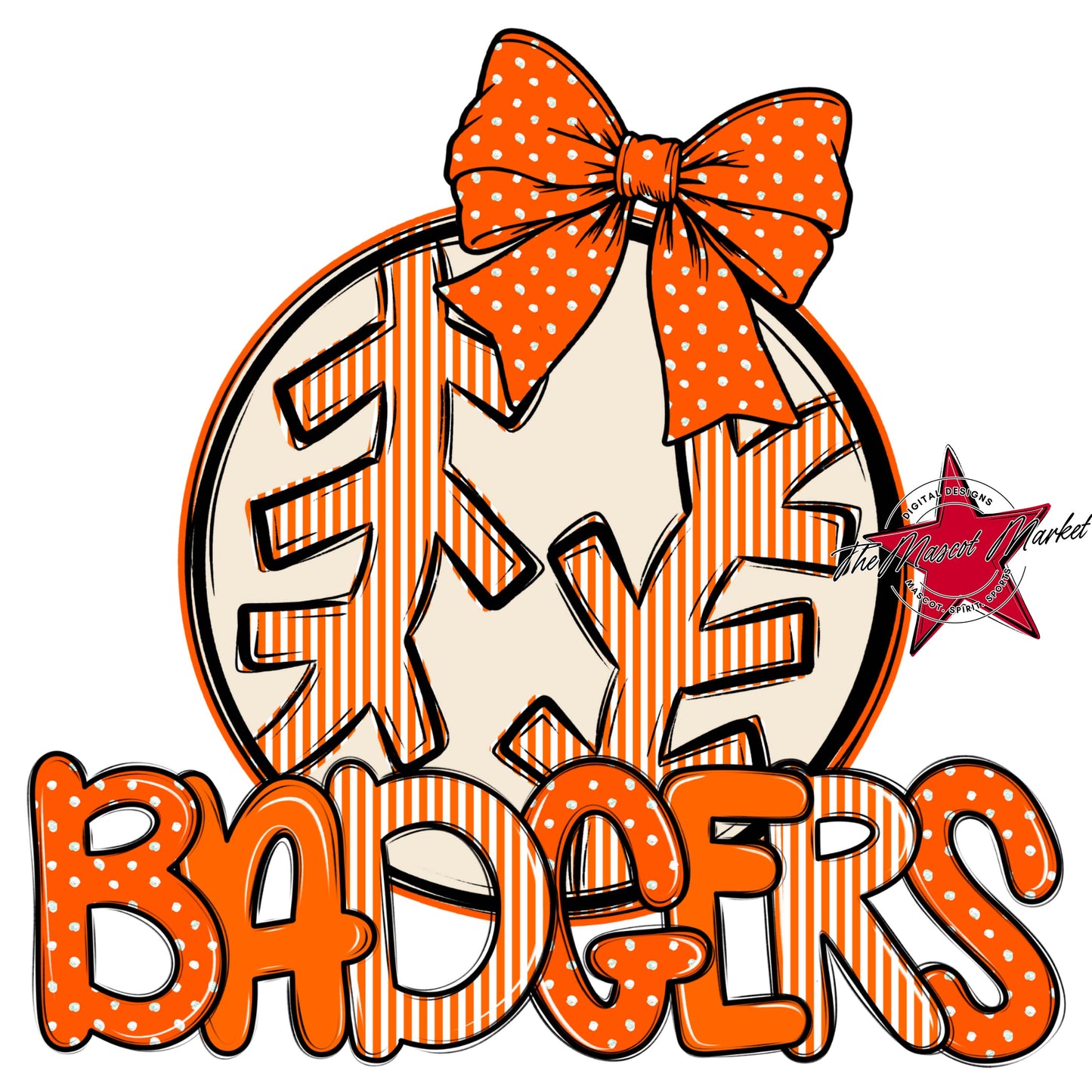 Badgers Baseball-Softball Spirit Design-Orange