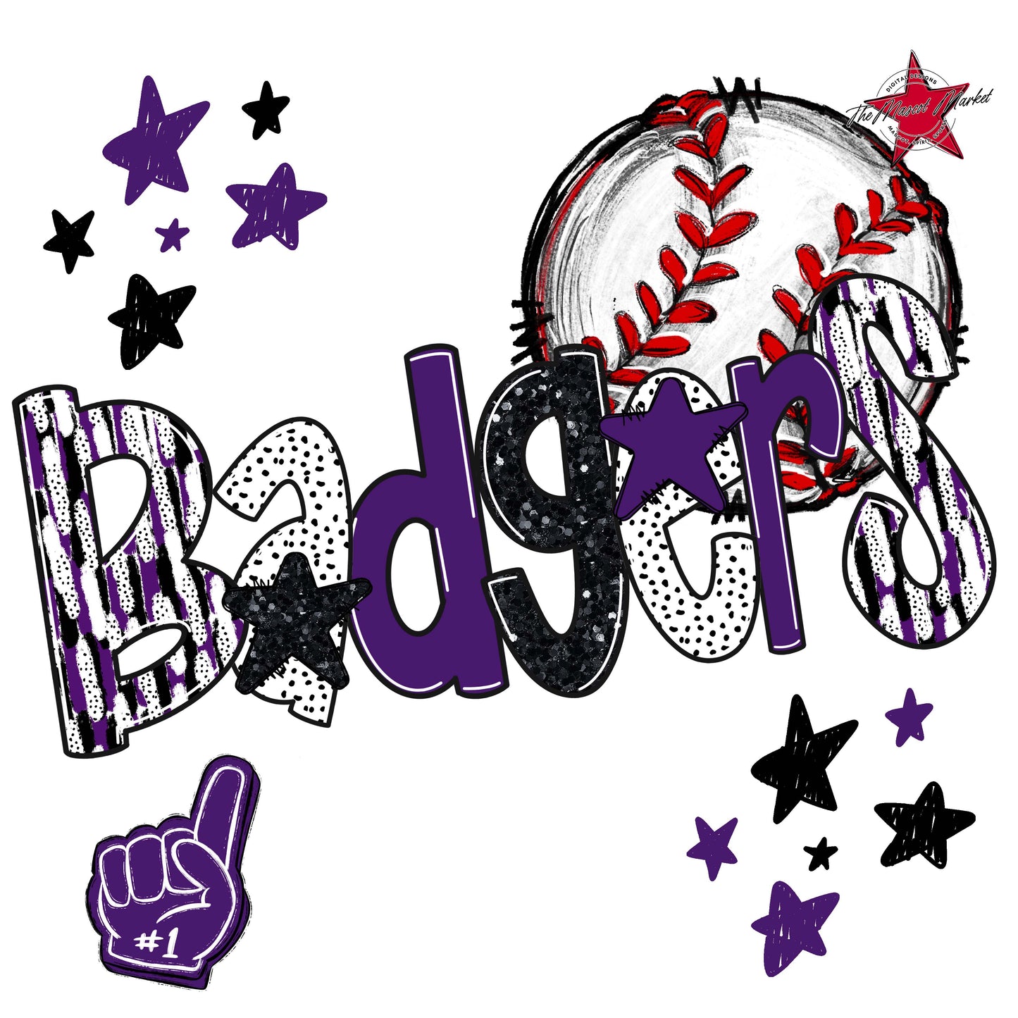 Badgers Baseball Scrape-Purple