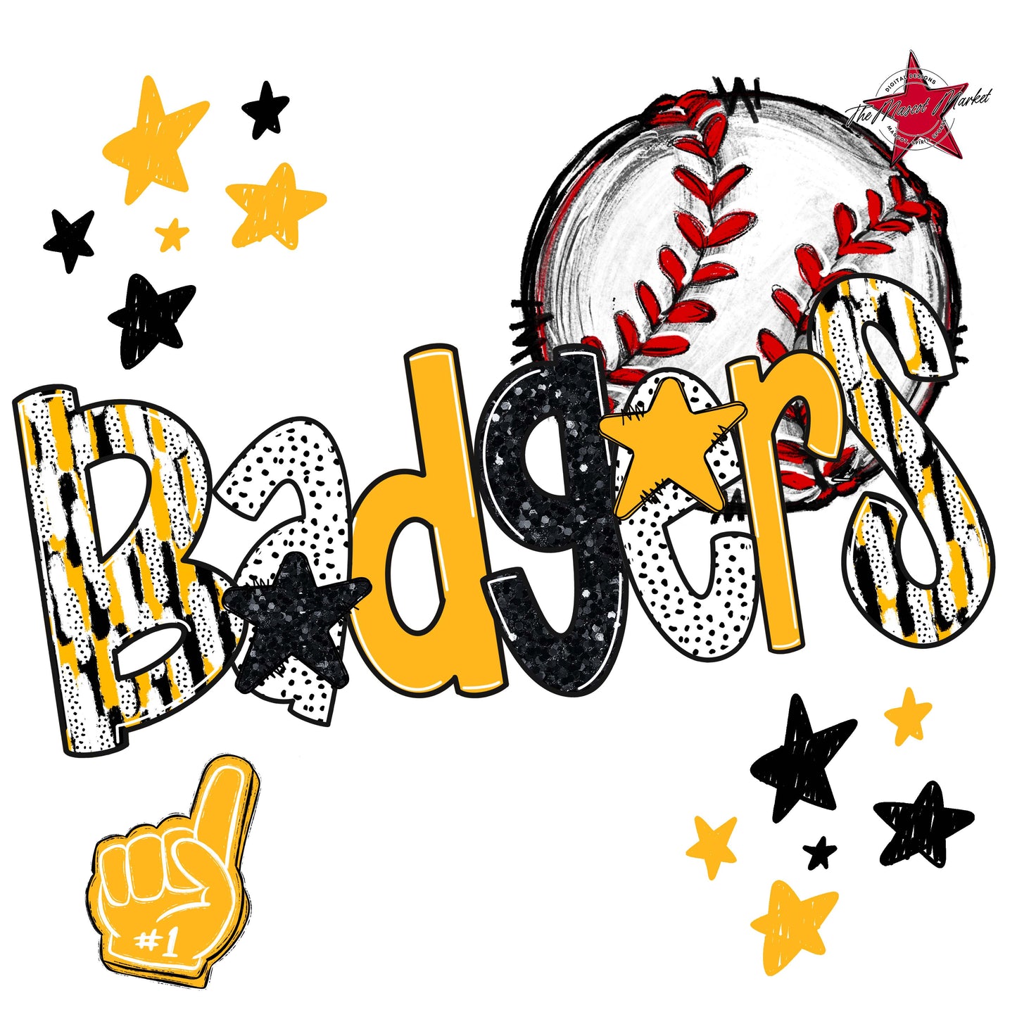 Badgers Baseball Scrape-Yellow