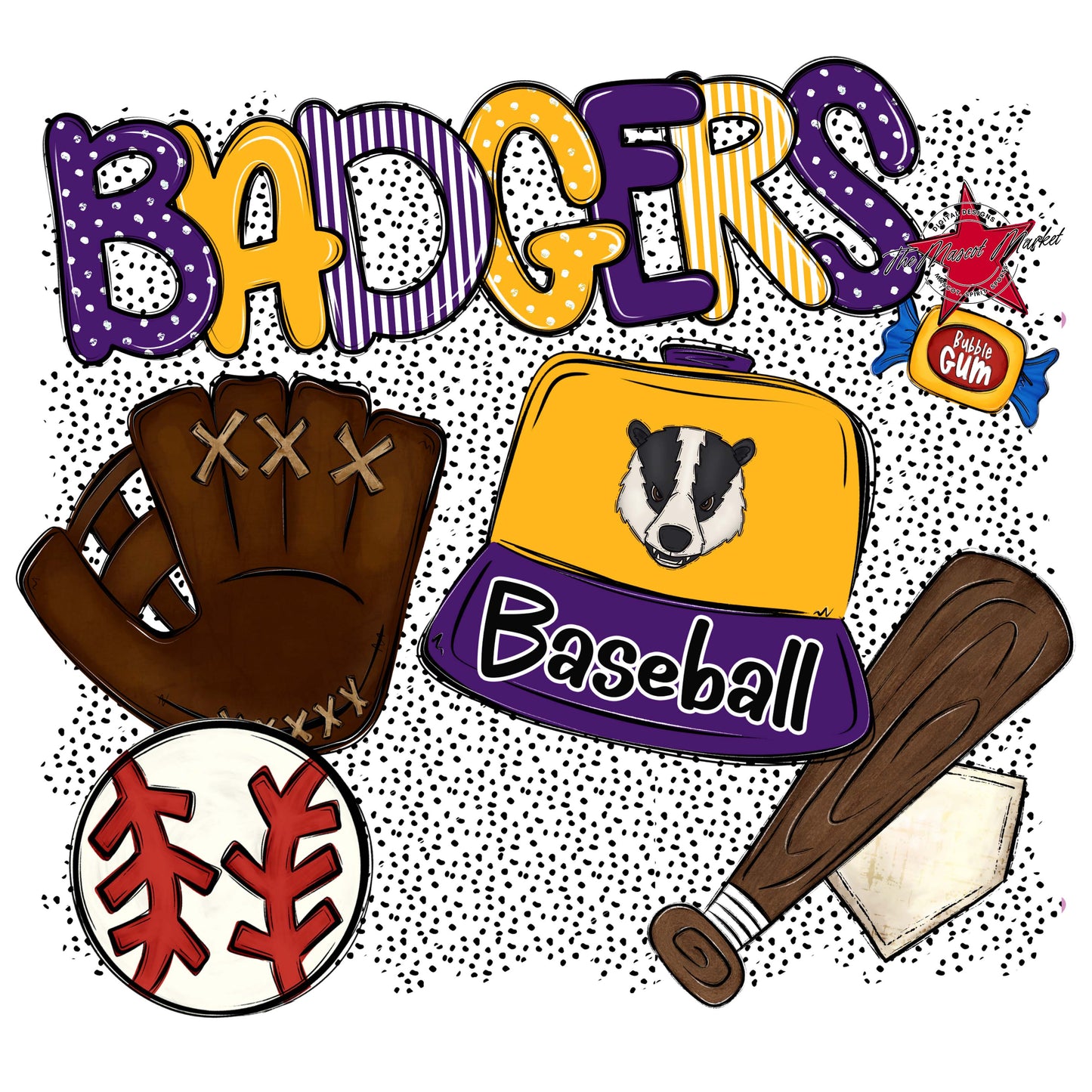 Badgers Baseball Spirit-Purple & Yellow