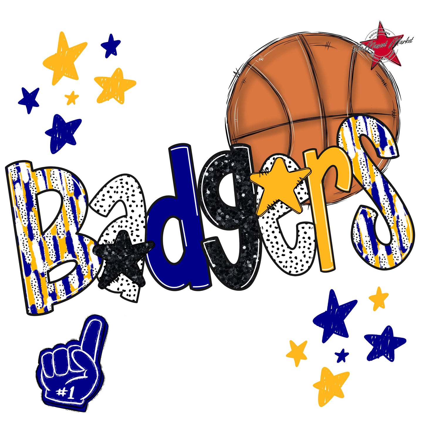 Badgers Basketball Scrape-Blue & Yellow