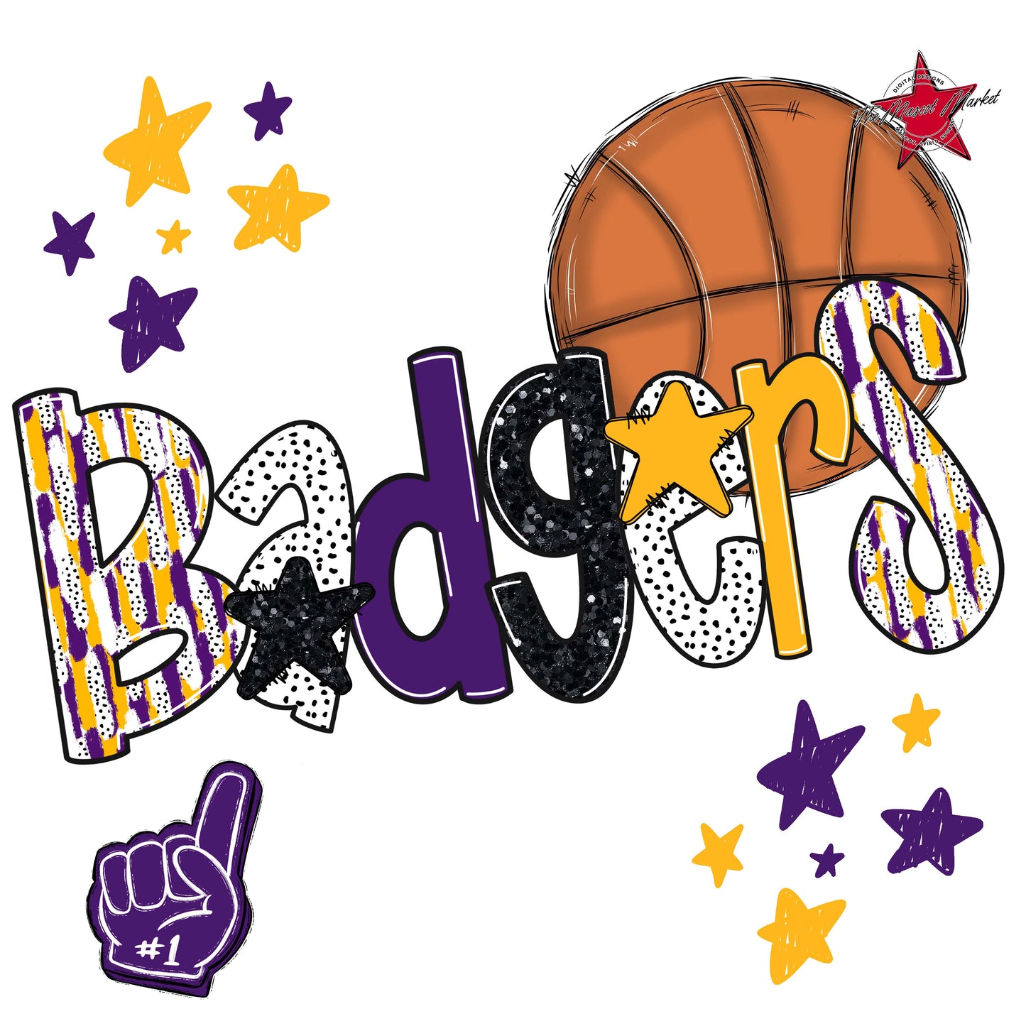Badgers Basketball Scrape-Purple & Yellow