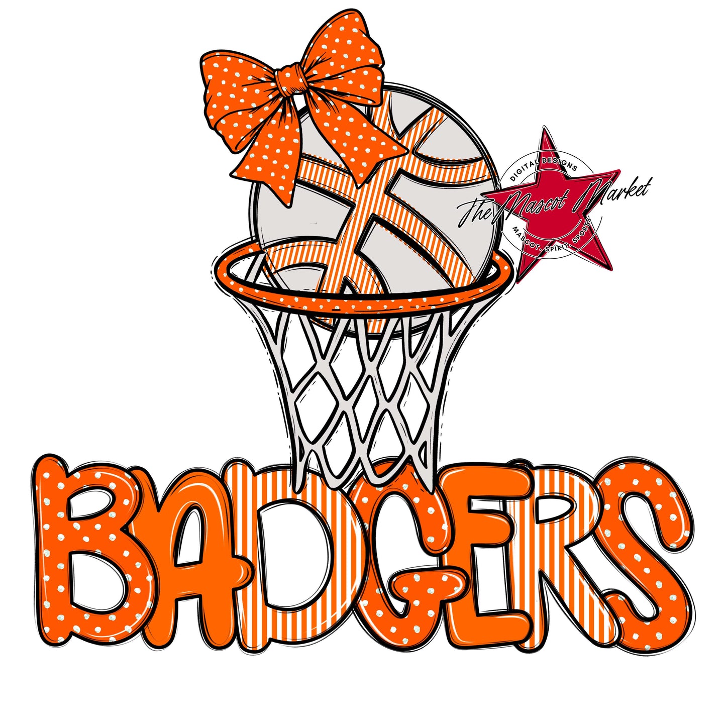 Badgers Basketball Spirit Design-Orange