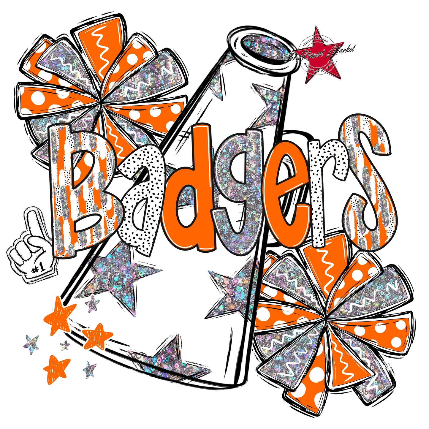 Badgers Cheer Megaphone Scrape-Orange