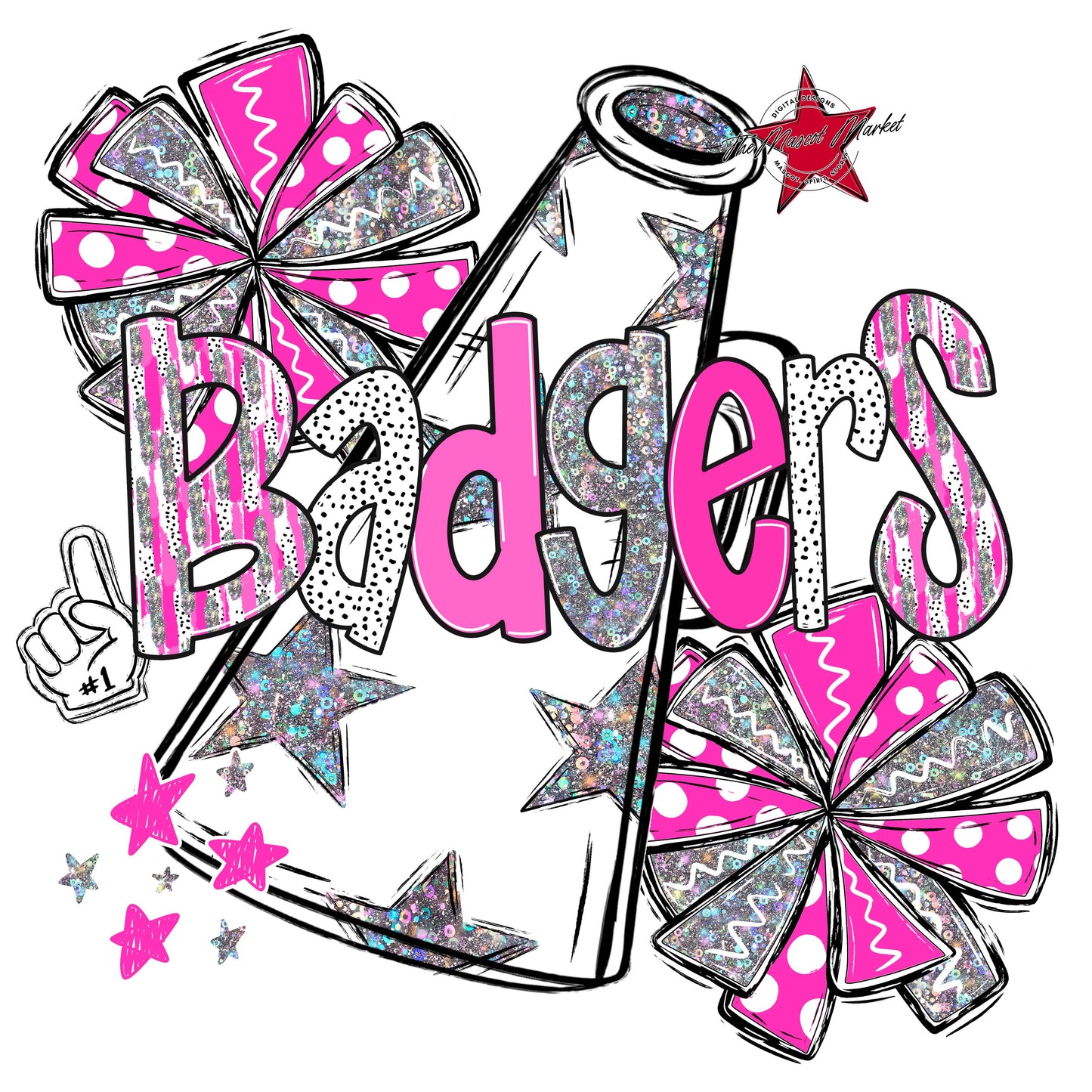 Badgers Cheer Megaphone Scrape-Pink