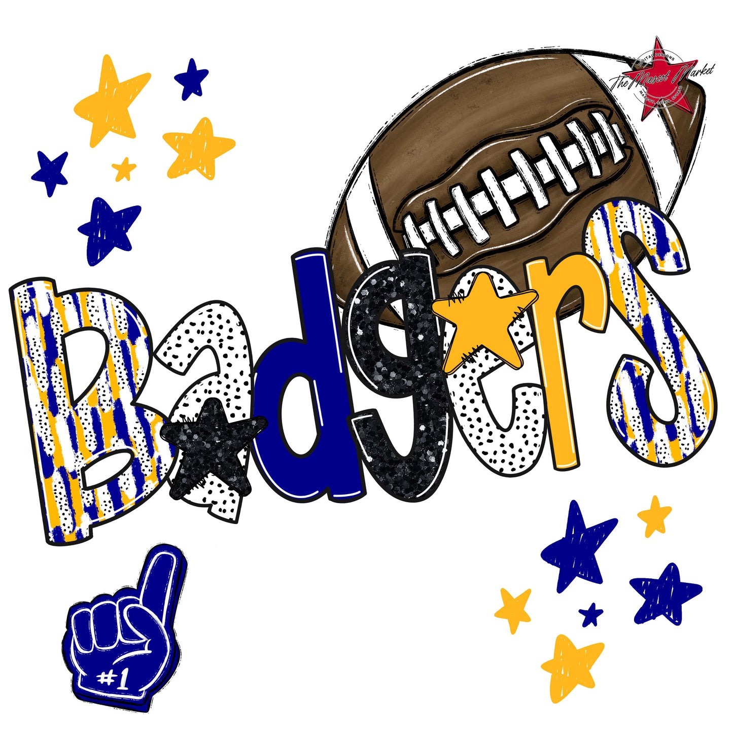Badgers Football Scrape-Blue & Yellow