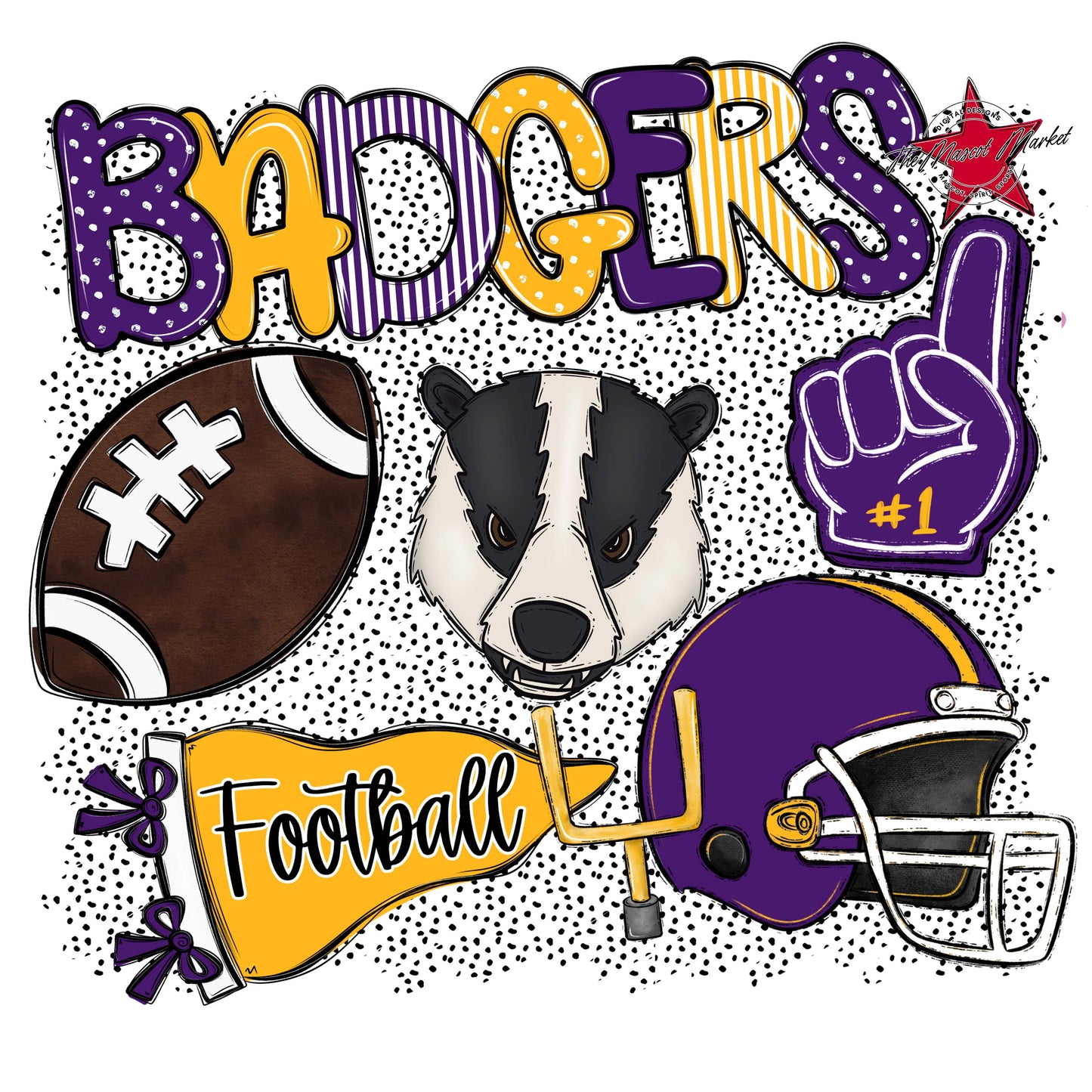 Badgers Football Spirit-Purple & Yellow