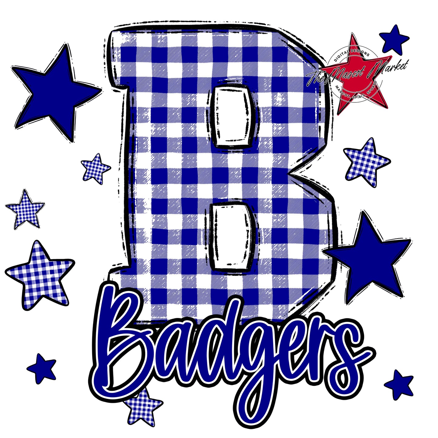 Badgers Plaid Star Design-Blue
