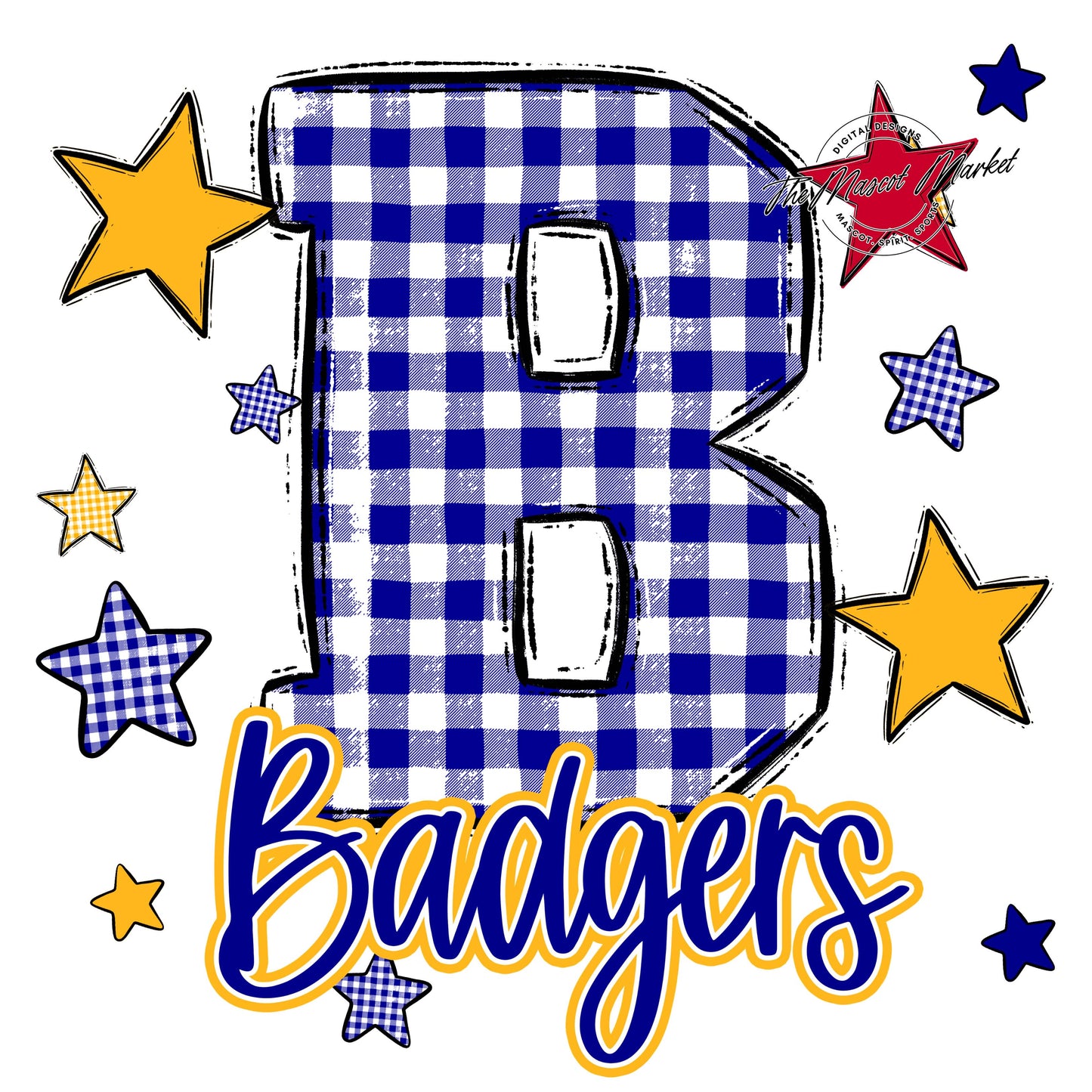 Badgers Plaid Star Design-Blue & Yellow