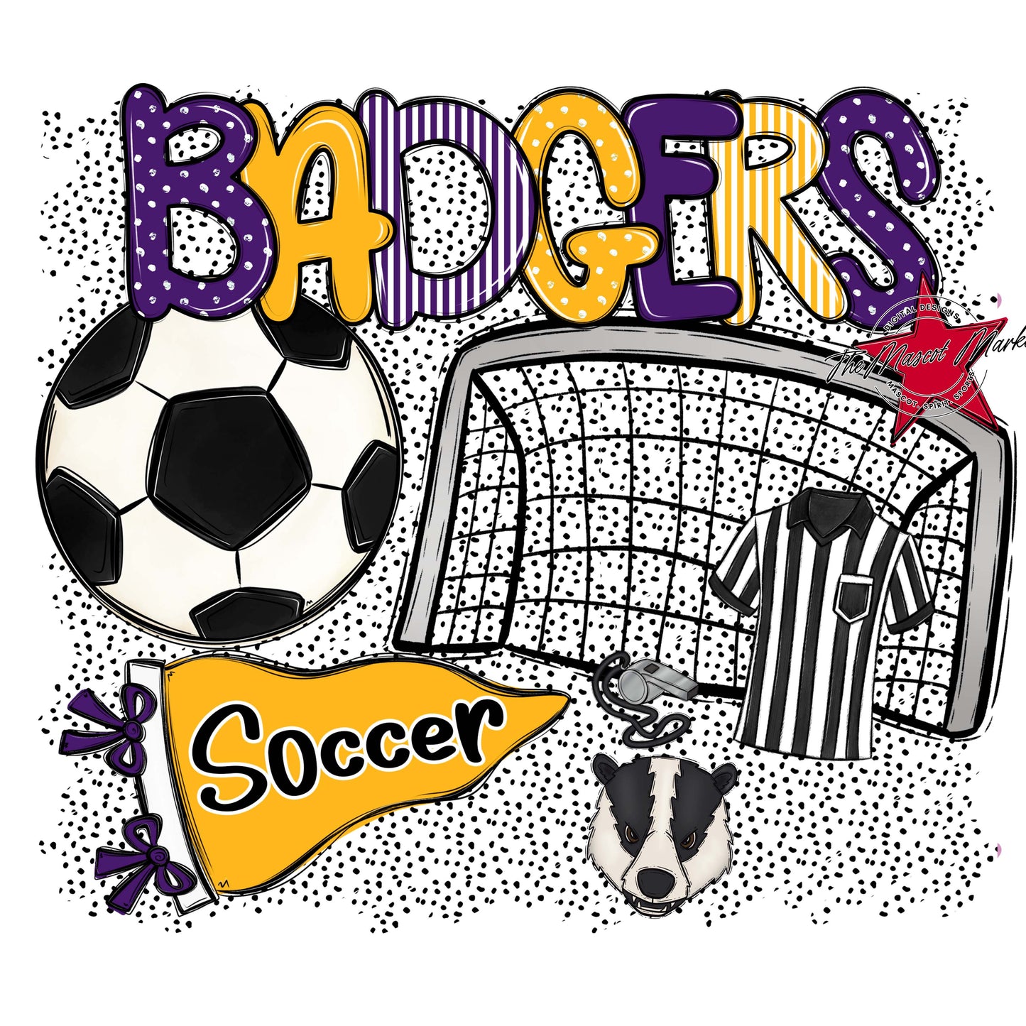 Badgers Soccer Spirit-Purple & Yellow