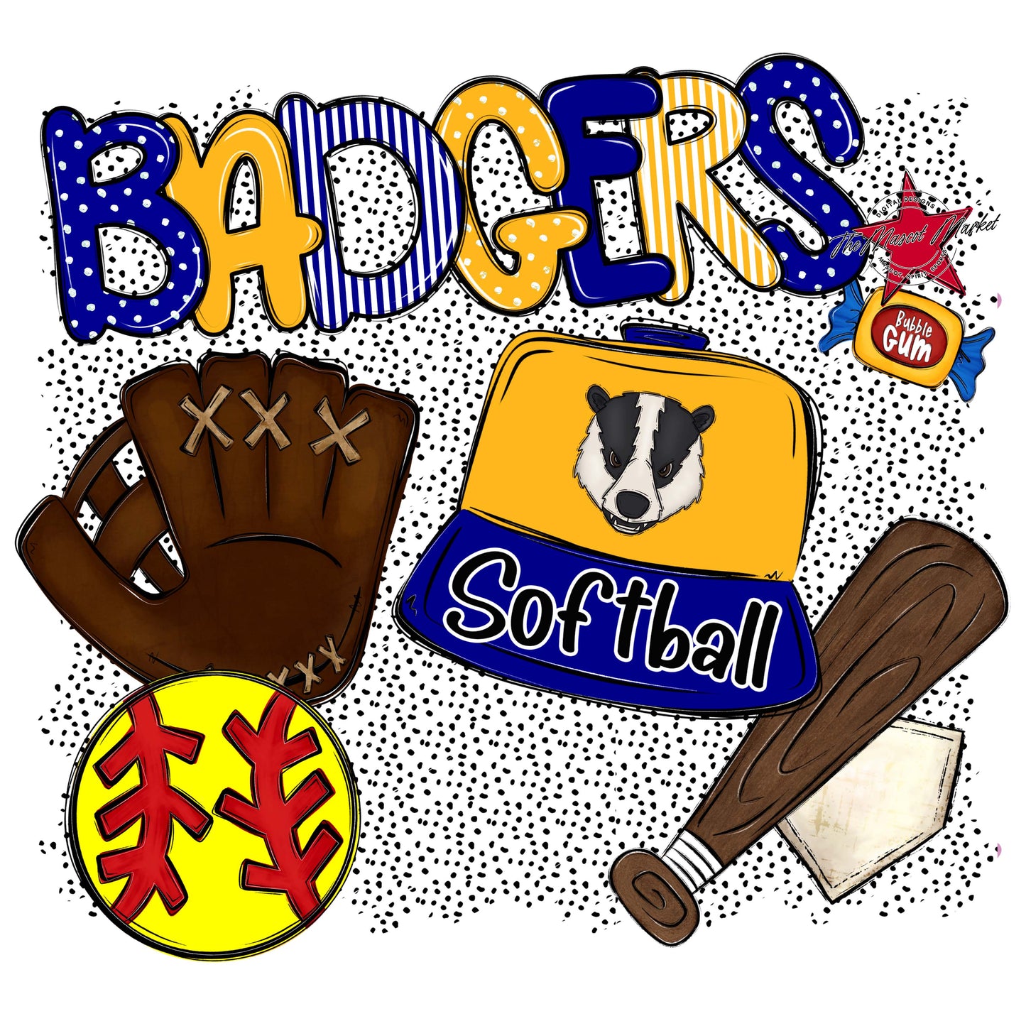 Badgers Softball Spirit-Blue & Yellow