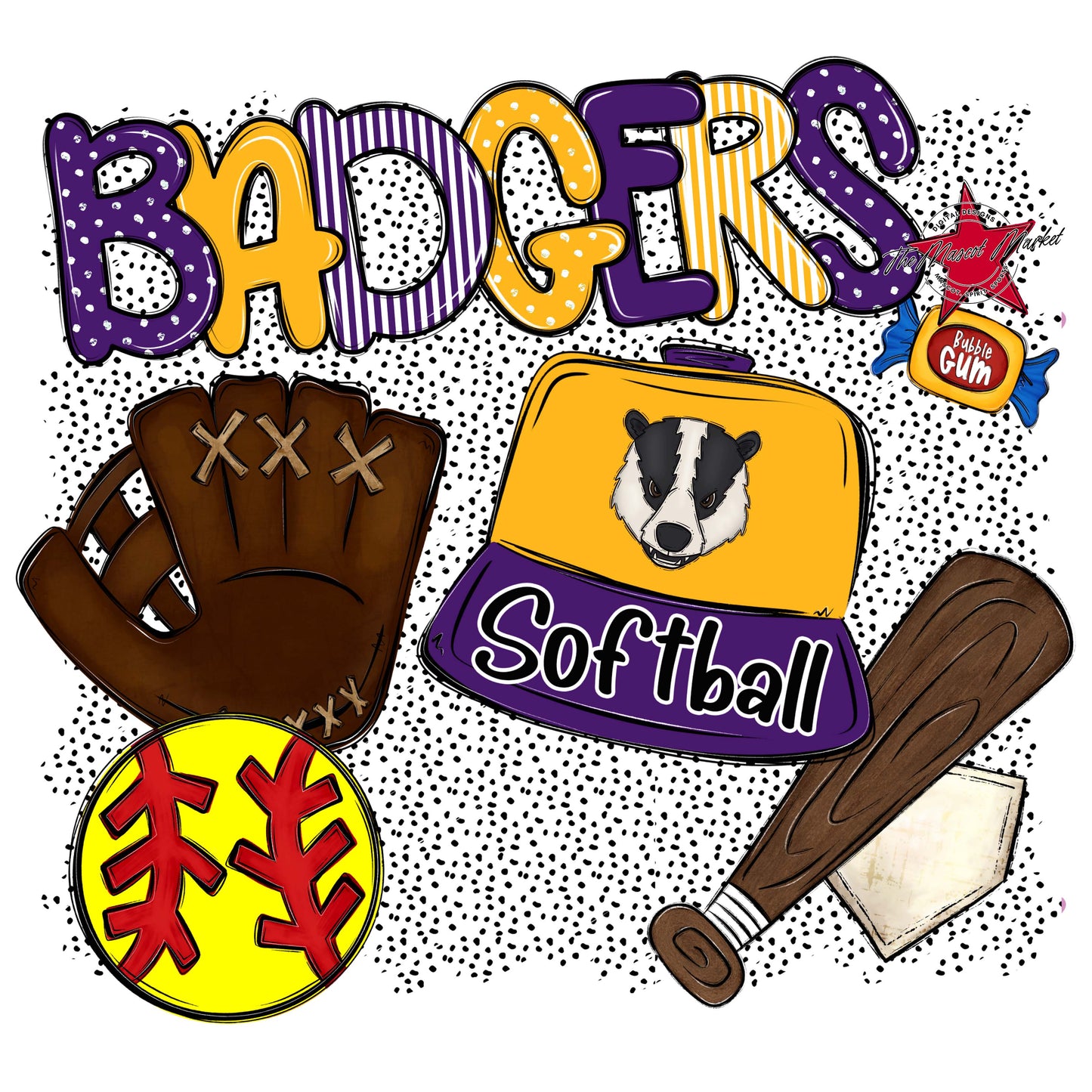 Badgers Softball Spirit-Purple & Yellow