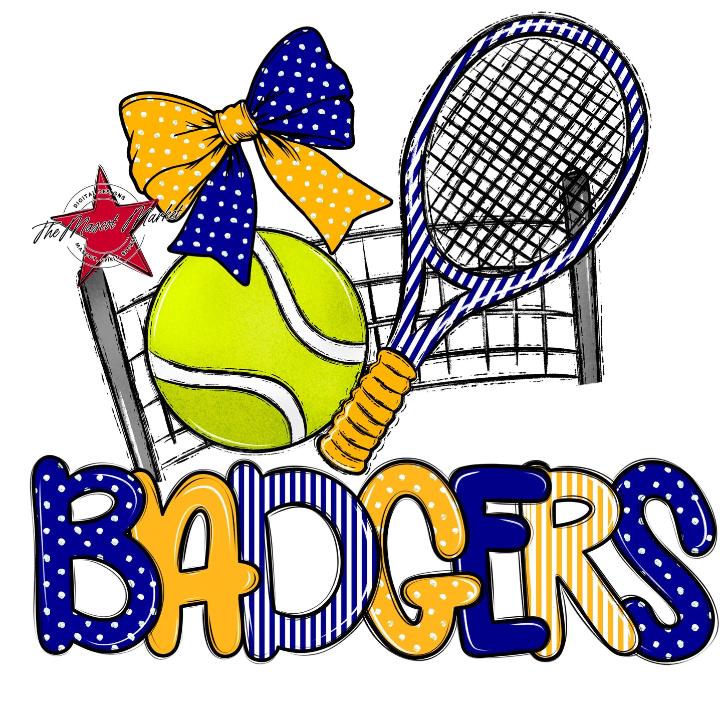 Badgers Tennis Spirit Design-Blue & Yellow