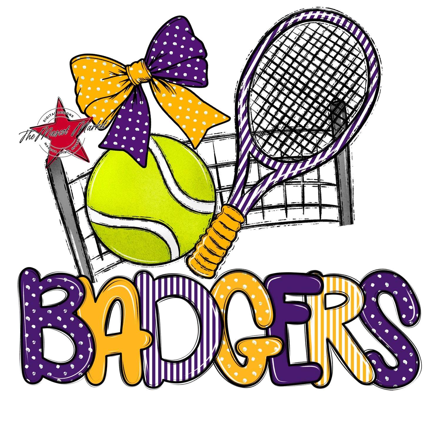Badgers Tennis Spirit Design-Purple & Yellow
