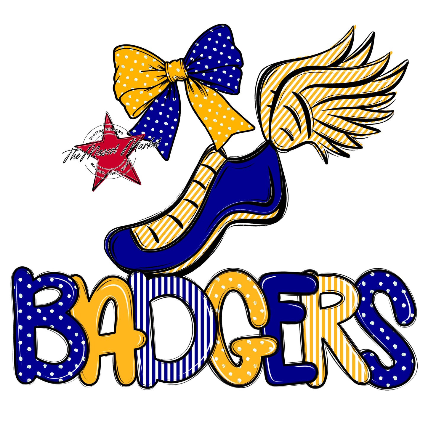 Badgers Track Spirit Design-Blue & Yellow
