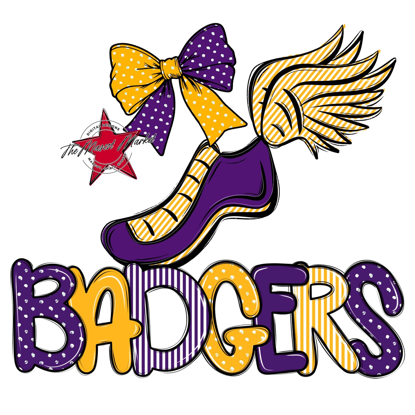 Badgers Track Spirit Design-Purple & Yellow