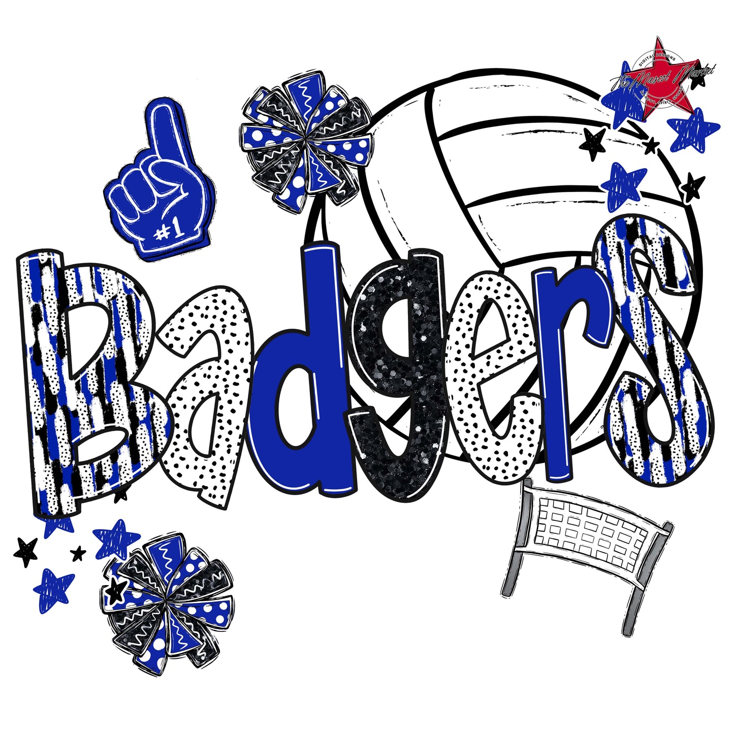 Badgers Volleyball Scrape-Royal Blue