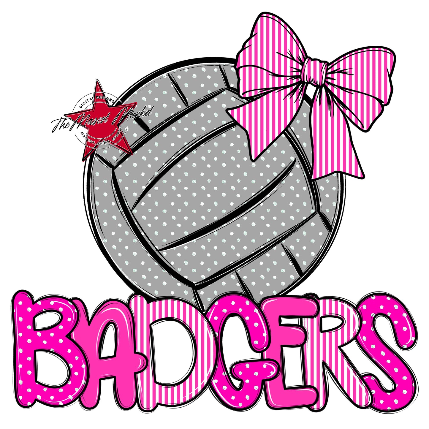 Badgers Volleyball Spirit Design-Pink