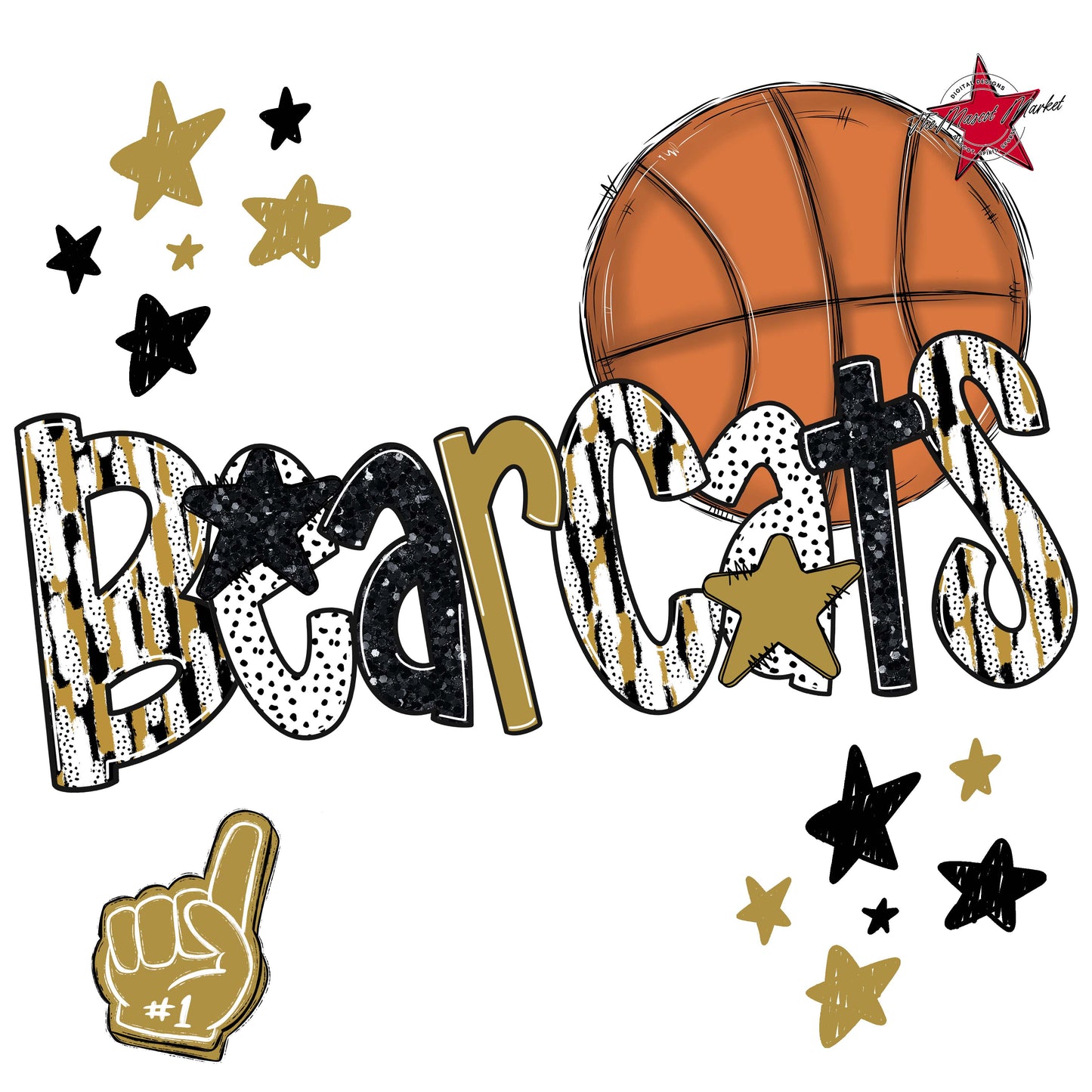 Bearcats Basketball Scrape-Gold