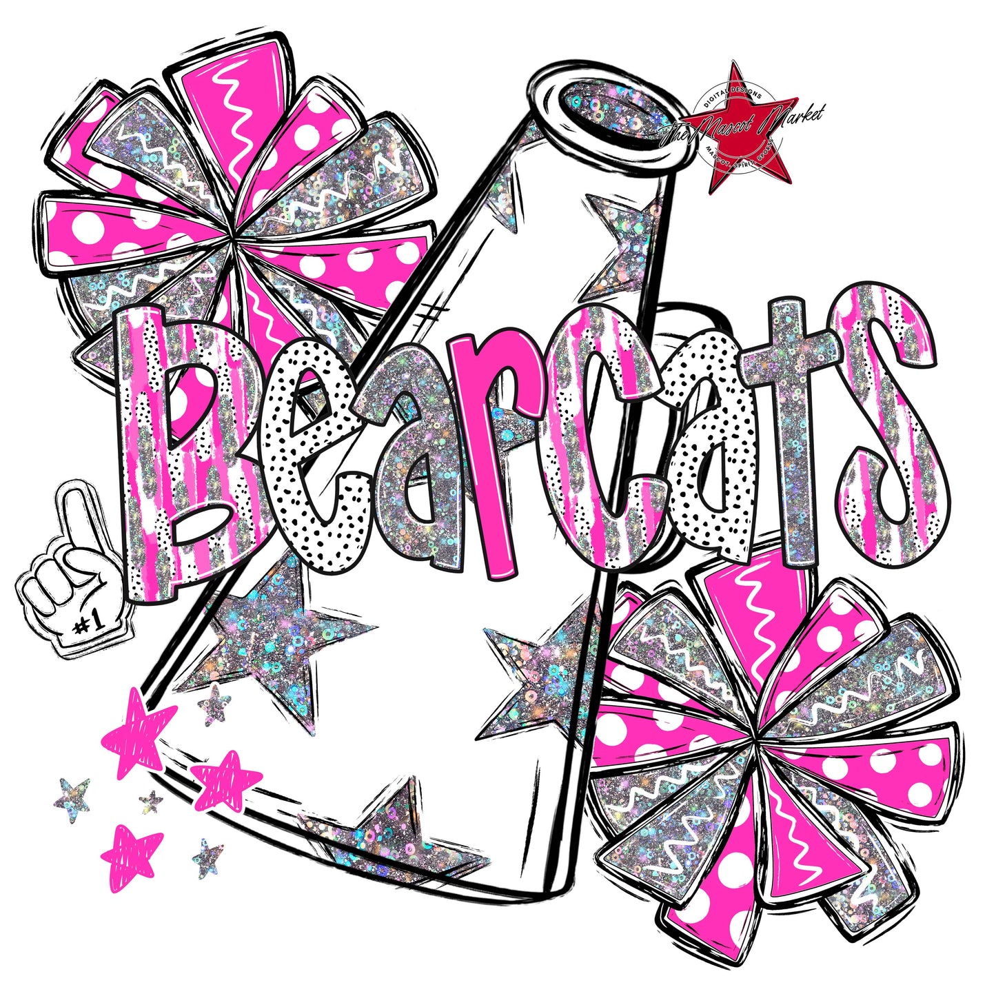 Bearcats Cheer Megaphone Scrape-Pink