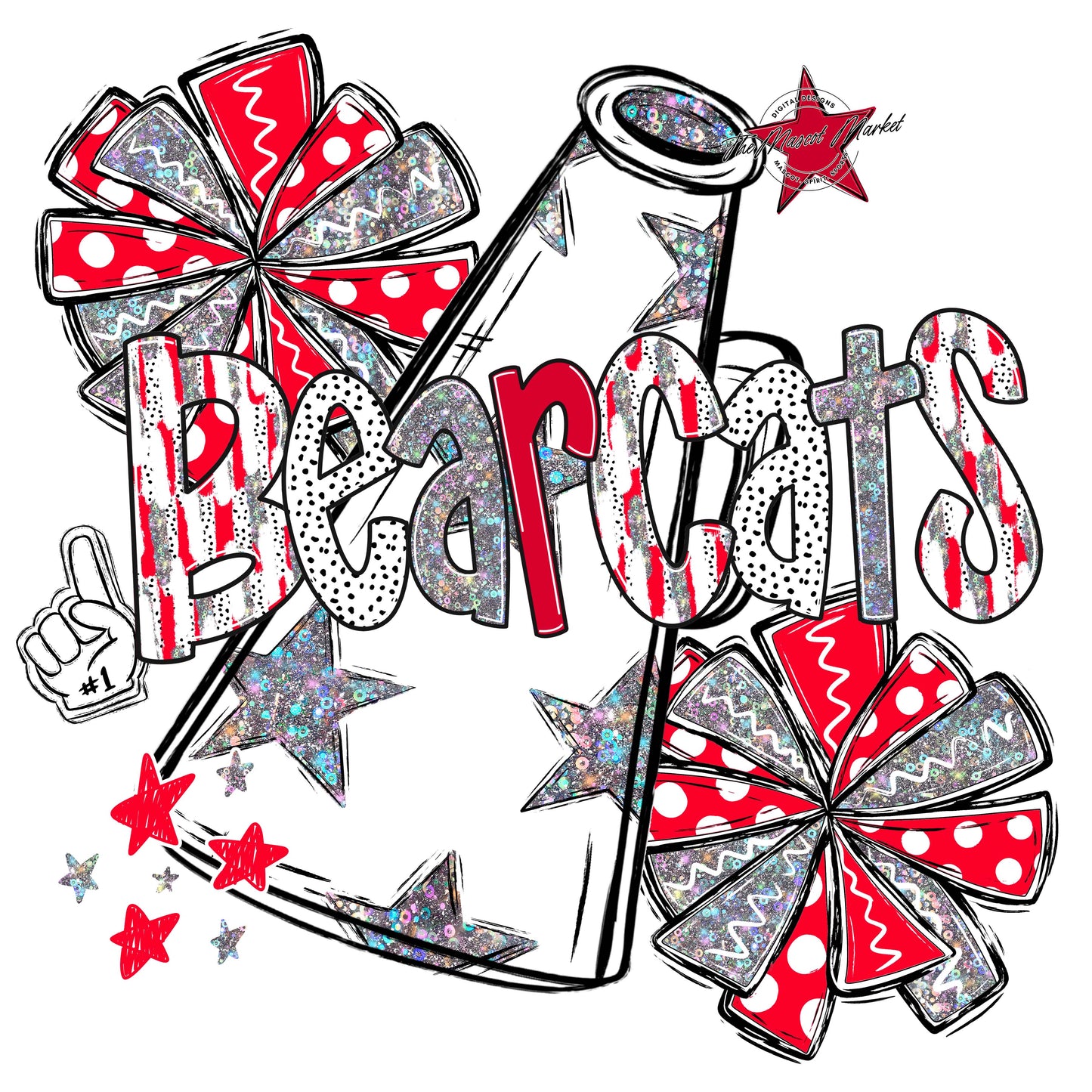 Bearcats Cheer Megaphone Scrape-Red