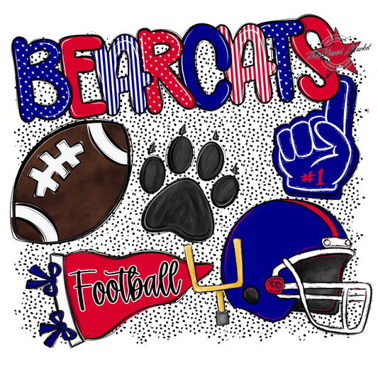 Bearcats Football Spirit-Blue & Red