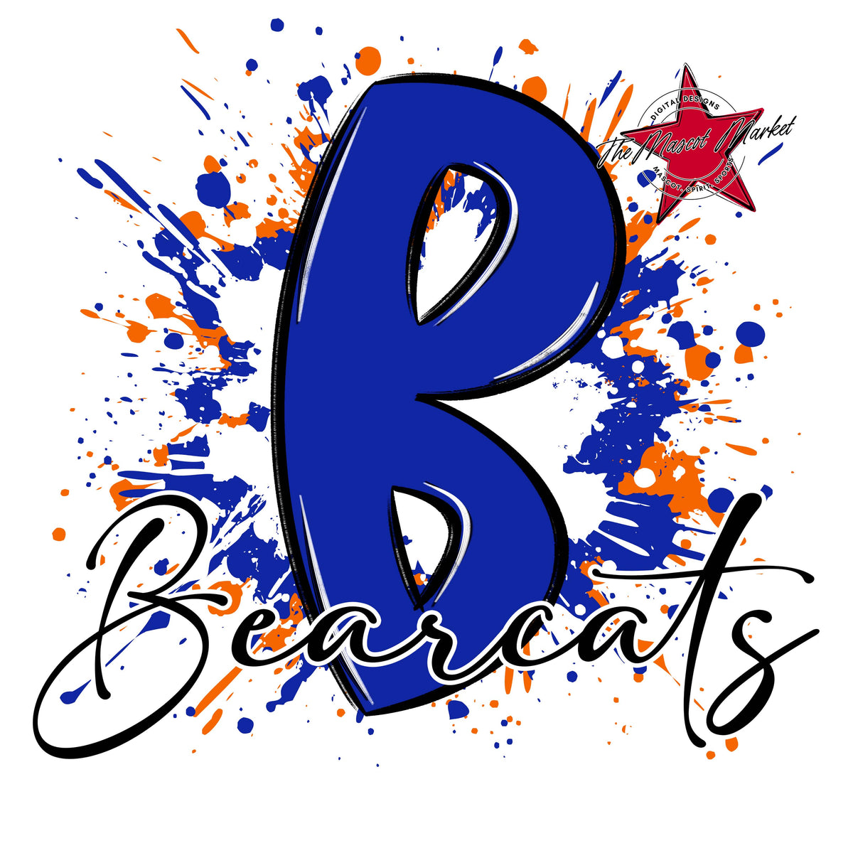 Bearcats Mascot Splatter-Royal Blue & Orange