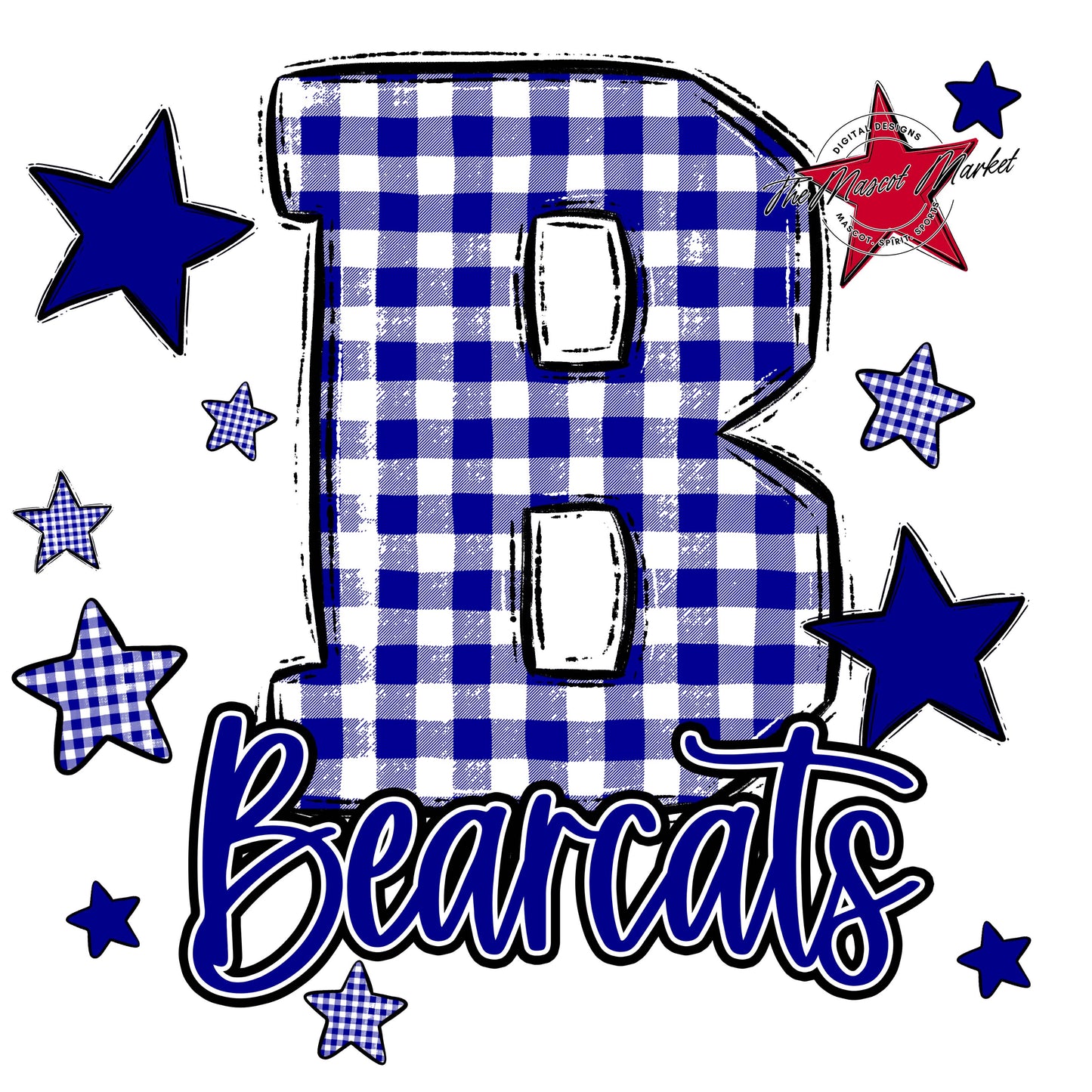 Bearcats Plaid Star Design-Blue
