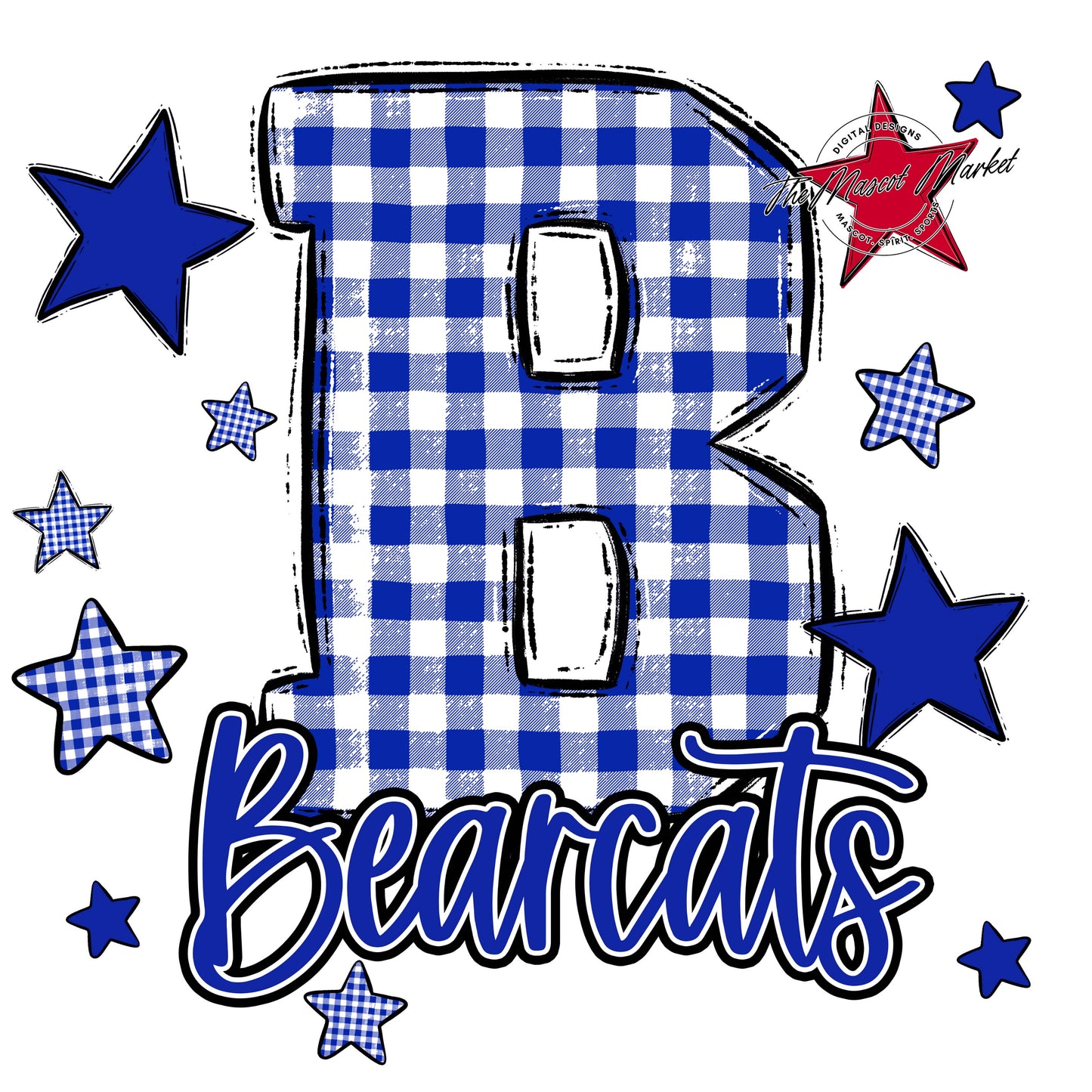 Bearcats Plaid Star Design-Royal Blue