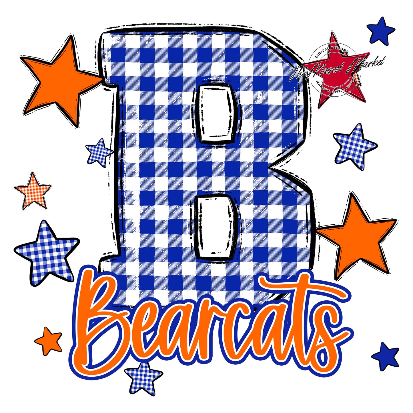 Bearcats Plaid Star Design-Royal Blue & Orange