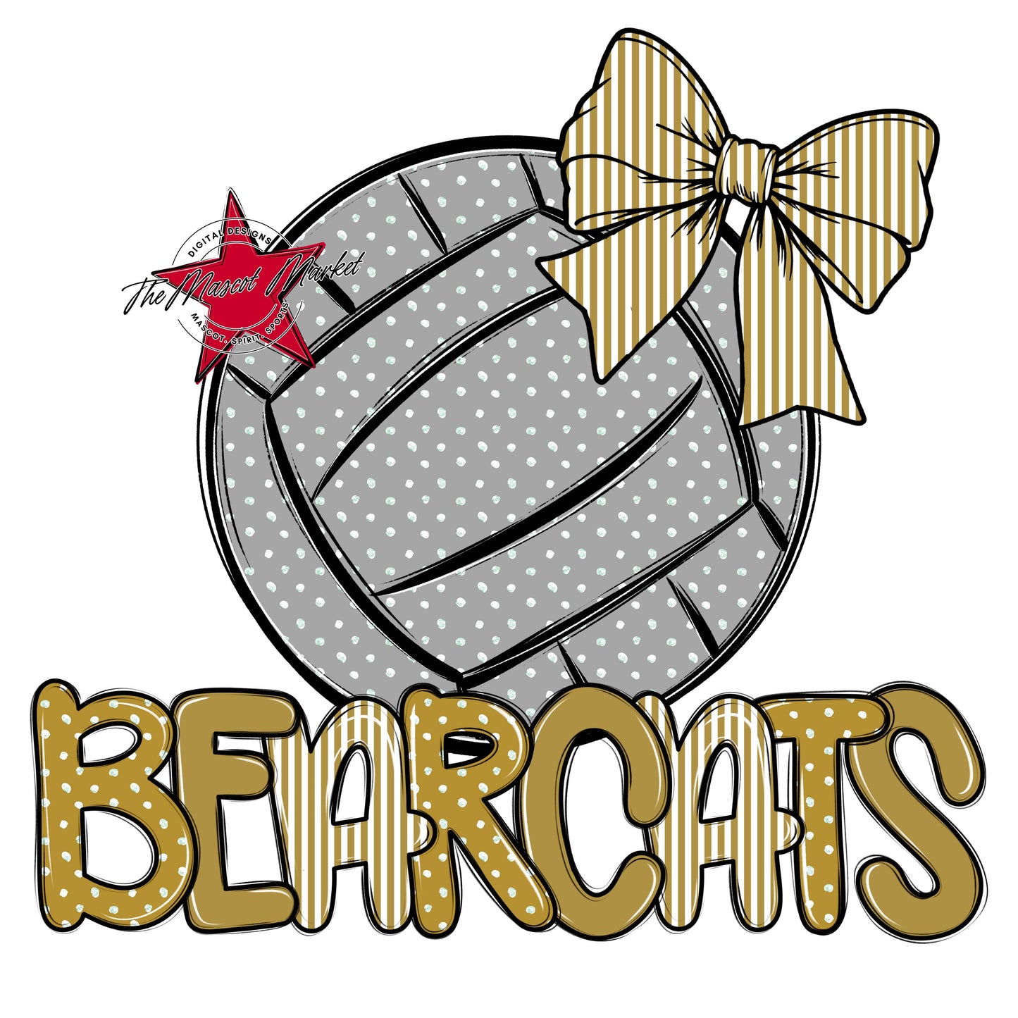 Bearcats Volleyball Spirit Design-Gold