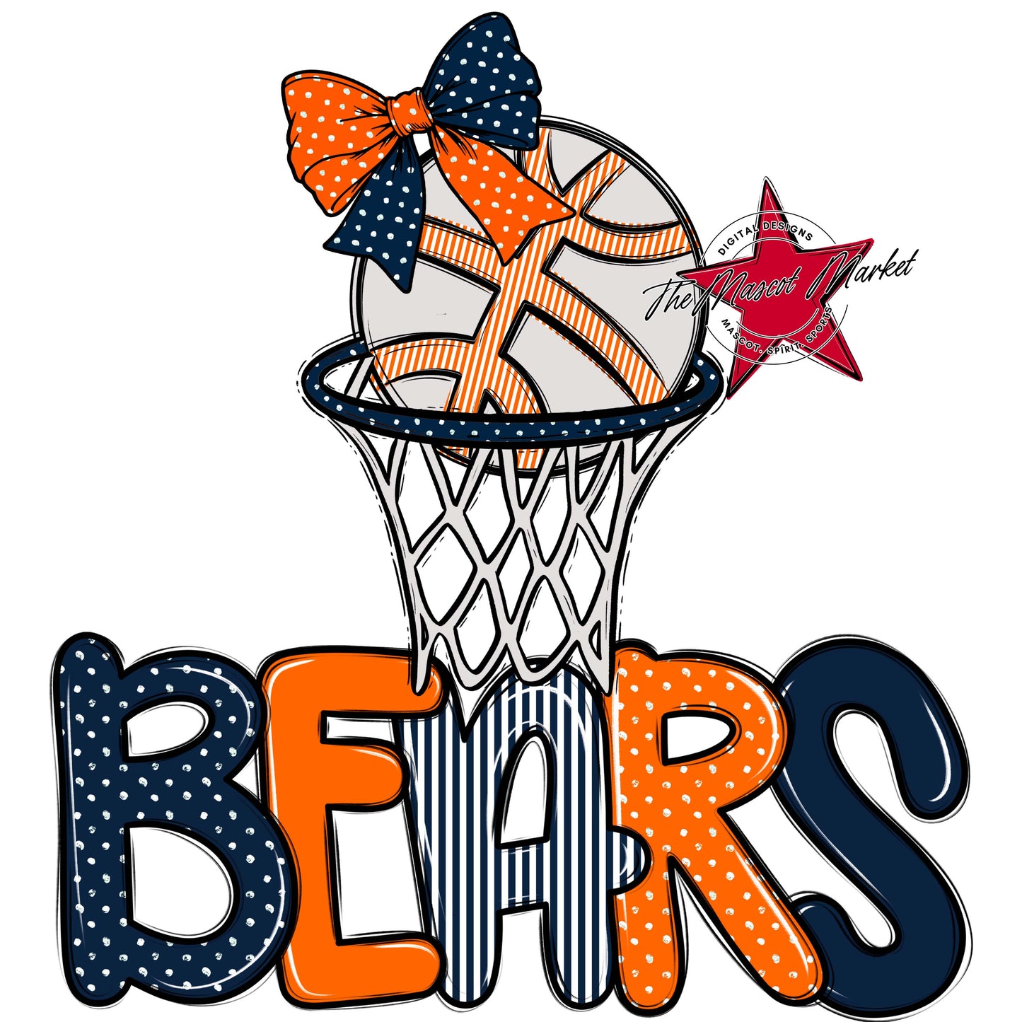 Bears Basketball Spirit Design-Navy & Orange