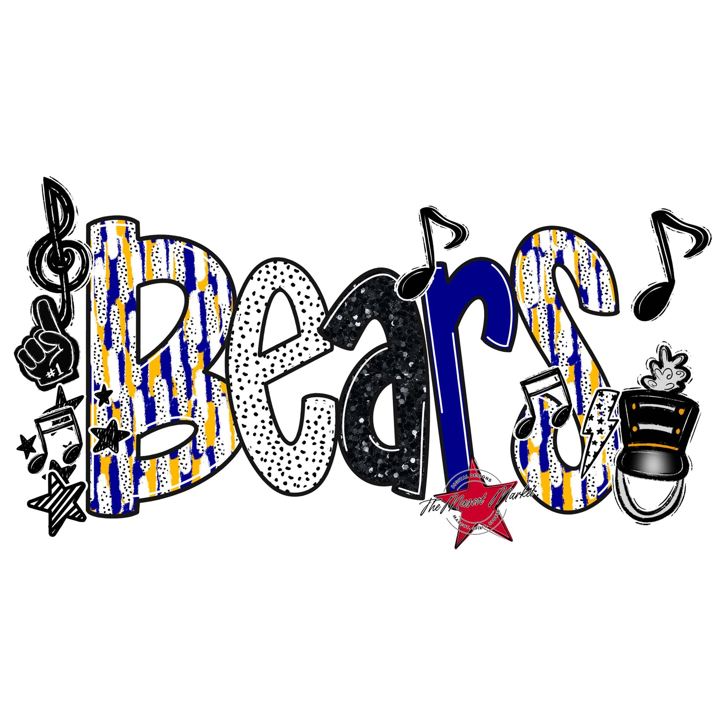 Bears Band Scrape-Blue & Yellow